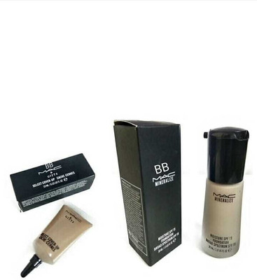 

BB MAC MINERALIZE MOISTURE SPF 15 FOUNDATION BROAD SPECTRUM (30 ML) & MAC SELECT COVERUP CACHE CERNES (10 ML) COMBO SET OF 2. Foundation(CREAM)