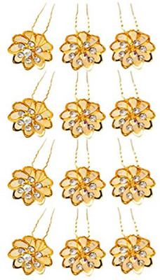 

Confidence Combo of 12 Pcs Hair Pins, Flower Hair Pins for Women and Girls Hair Styling Use, Golden Hair Pin(Gold)