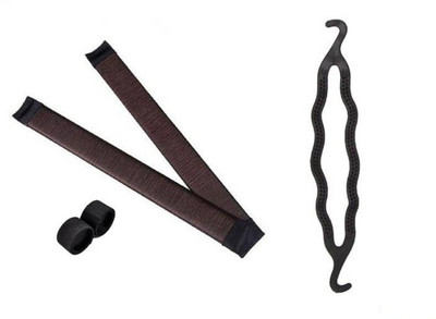 

KashQueen Stylish Hair Bun/Puff Maker (2Pcs) with Black Juda Maker for Womens Hair Accessory Set(Black)