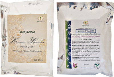 

Green Junction Henna Indigo Pack 200 Gms ( 100 Gms Henna & 100 Gms Indigo) Hair Color(Black)