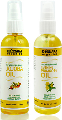 

Donnara Organics 100% Pure Evening Primrose oil and Jojoba oil Combo of 2 Bottles of 100 ml(200 ml) Hair Oil(200 ml)