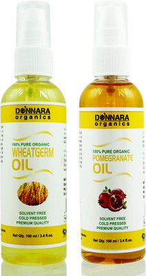 

Donnara Organics 100% Pure Wheatgerm oil and Pomegranate oil Combo of 2 Bottles of 100 ml(200 ml) Hair Oil(200 ml)