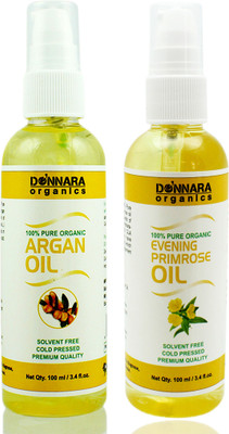 

Donnara Organics 100% Pure Evening Primrose oil and Argan oil Combo of 2 Bottles of 100 ml(200 ml) Hair Oil(200 ml)