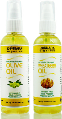 

Donnara Organics 100% Pure Olive oil and Wheatgerm oil Combo of 2 Bottles of 100 ml(200 ml) Hair Oil(200 ml)
