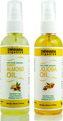 

Donnara Organics 100% Pure Sweet Almond oil and Jojoba oil Combo of 2 Bottles of 100 ml(200 ml) Hair Oil(200 ml)