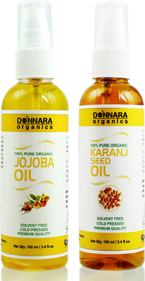 

Donnara Organics 100% Pure Jojoba oil and Karanj oil Combo of 2 Bottles of 100 ml(200 ml) Hair Oil(200 ml)