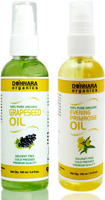 

Donnara Organics 100% Pure Evening Primrose oil and Grapeseed oil Combo of 2 Bottles of 100 ml(200 ml) Hair Oil(200 ml)