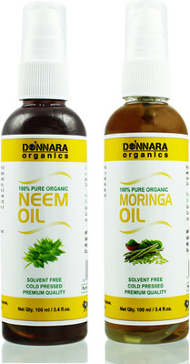 

Donnara Organics 100% Pure Neem oil and Moringa oil Combo of 2 Bottles of 100 ml(200 ml) Hair Oil(200 ml)