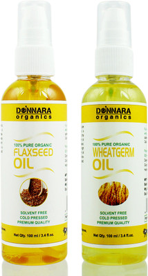

Donnara Organics 100% Pure Wheatgerm oil and Flaxseed oil Combo of 2 Bottles of 100 ml(200 ml) Hair Oil(200 ml)