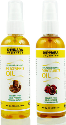 

Donnara Organics 100% Pure Flaxseed oil and Pomegrante oil Combo of 2 Bottles of 100 ml(200 ml) oil Combo of 2 Bottles of 100 ml(200 ml) Hair Oil(200 ml)