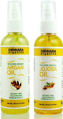 

Donnara Organics 100% Pure Jojoba oil and Argan oil Combo of 2 Bottles of 100 ml(200 ml) Hair Oil(200 ml)