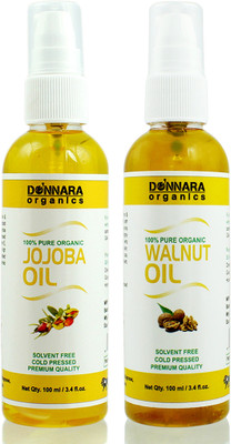 Donnara Organics 100% Pure Jojoba oil and Walnut oil Combo of 2 Bottles of 100 ml(200 ml) Hair Oil(200 ml)