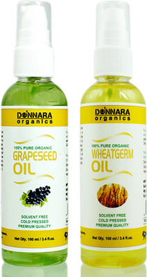 

Donnara Organics 100% Pure Wheatgerm oil and Grapeseed oil Combo of 2 Bottles of 100 ml(200 ml) Hair Oil(200 ml)