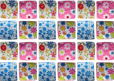 

Best Flower Printed Handkerchief with Soft & Good quality stuff for Kids and Women,22*22 cm,Multi Design and Multi Color,Pack of 24 Handkerchief(Pack of 24)