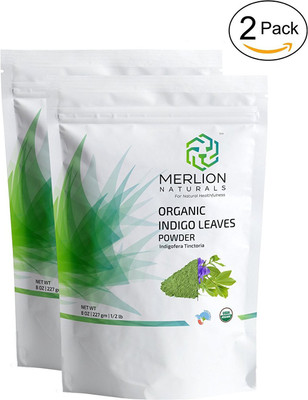 

Merlion Naturals Organic Indigo Powder | 454g | Indigofera Tinctoria | USDA NOP Certified 100% Organic (2 Pack of 227 gm)(454 g)