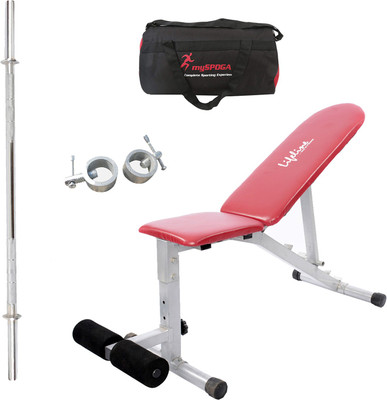 

Lifeline Adjustable Bench 311 Bonus With Gym Bag, Rod Lock and 5 ft Rod 23mm 1pc Home Gym Combo(100 - 120 kg)