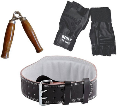 Faiydashop BEST 1 pc WOODEN HAND GRIP,1 pair GYM GLOVES AND 1 pc GYM BELT Gym & Fitness Kit