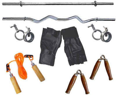 StepInnStore Best Quality Steel Rods, Gym Gloves, Skipping Rope, Wooden Hand Grips Gym & Fitness Kit