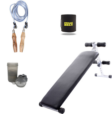 

Lifeline Abdominal Bench 310 Bonus with Sweat Belt, Shaker Bottle and Skipping Rope 910 Home Gym Combo(100 - 120 kg)