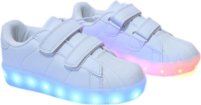 FEETWELL Boys Velcro Sneakers(White