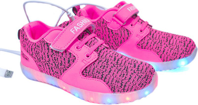 

FEETWELL Girls Velcro Sneakers(Pink