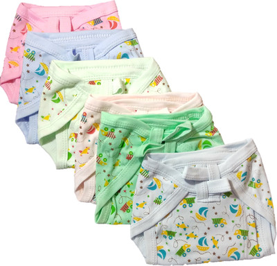

Baby Shopiieee PADDED NAPPIES / REUSABLE COTTON NAPPIES COMBO OF 6 (3-6 Months, Multicolor