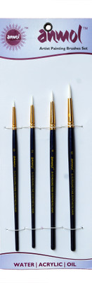 

Anmol Artist Painting Brush Fine Synthetic Brush-Series-10(Set of 4 Round)(Set of 4, White)