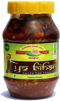 

YO BIHARI Bharwan Green Chilli Pickle (no oil) Green Chilli Pickle(498 g, Pack of2)