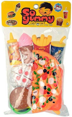 

star sky Skystar Fast Food Toy Pizza Cutting Pretend Play Set With Chopping Board, knife and Fork