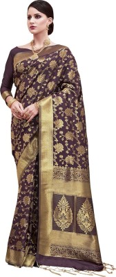 Ratnavati Woven Kanjivaram Silk Blend Saree(Brown)