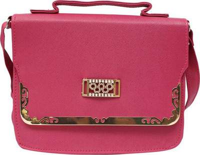 

Rosy Women Evening/Party, Casual Pink PU, Cotton Sling Bag