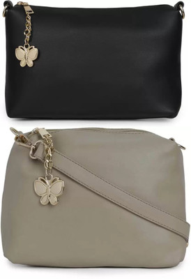 

Wrodss Women Casual Black, Grey PU Sling Bag