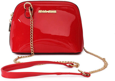 

SB Women Evening/Party, Casual Red Silicon, Synthetic Leather Sling Bag