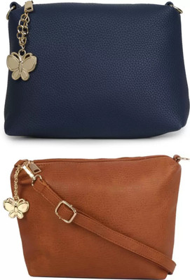 

Wrodss Women Casual Blue, Tan PU Sling Bag