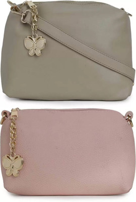 

Wrodss Women Casual Grey, Pink PU Sling Bag