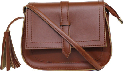 

Ravi Collections Women Casual Brown PU Sling Bag