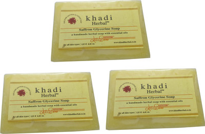 

Parvati Khadi Saffron Soap (Pack of 3 )(375 g, Pack of 3)