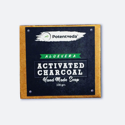 

Potentveda Activated Charcoal Brick Soap with Aloevera 100 gm for Men & Women Detox Skin(100 g)