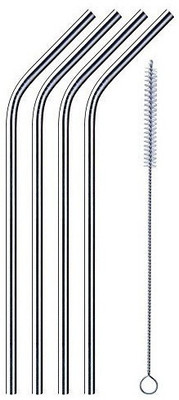 Honest Straight Drinking Straw(Silver, Pack of 4)