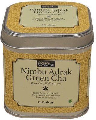 

Bipha Ayurveda Nimbu Adrak Green Cha Lemon Green Tea Bags Tin(12 Bags)