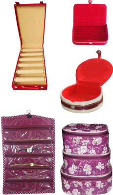

ultimatefashionista combo of 6 roll rod bangle box vanity box wooden bangle storage box plastic bridal ring box earring box red folder brocade jewellery kit vanity case jewellery bangle box vanity box vanity box Vanity Box(Multicolor)