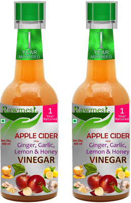 

Rawmest Apple Cider Vinegar Ginger, Garlic,Lemon & Honey, 1000 ml,| Healthy Digestion Apple Cider Vinegar(2x500 ml, apple Flavored)