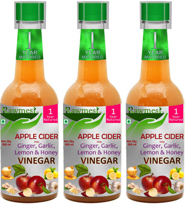 

Rawmest Apple Cider Vinegar Ginger,Garlic,Lemon & Honey 1500 ml | Healthy Digestion Apple Cider Vinegar(3x500 ml, apple Flavored)