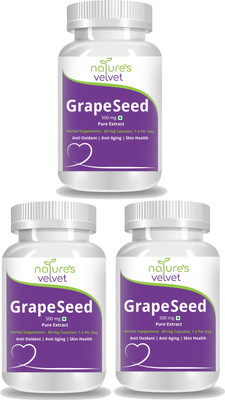 

Natures Velvet Lifecare Grape Seed Pure Extract 500 mg, 60 Veggie Capsules - Pack of 3(500 mg)