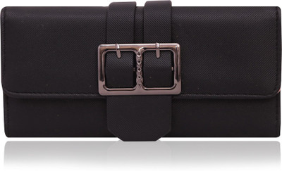 

Cidky Women Black Artificial Leather Wrist Wallet(10 Card Slots), Trendy black