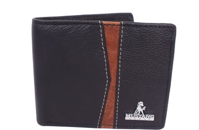 Mustang Boys Black Genuine Leather Wallet(6 Card Slots)