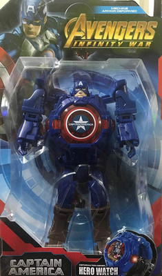 

SRMAJI STORE Transforming Robot Captain America Toy Convert To Digital Watch Robot Transformation Hot Sale WristWatch Toys For Kids Avengers Robot Deformation Watch Plastic Toys Captain America Toy Figures Robot Plus Watch Toys For Boys Kids Children Elec