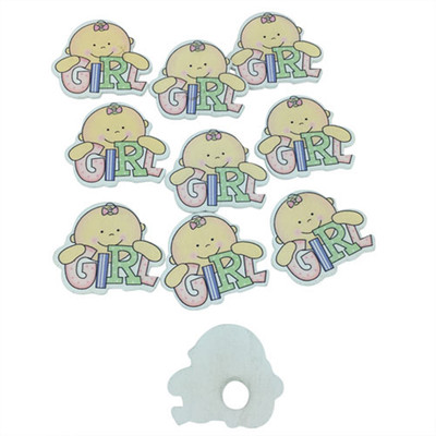 

Funcart 25 pcs small wood blue baby GIRL baby shower favours motif