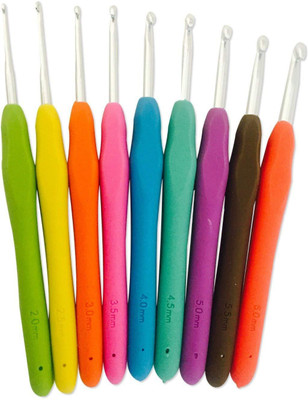 

RKPM Crochet 8 Pcs Crochet Hooks Set Ergonomic Soft Handle Needles Knit Weave Craft Yarn Different Size Multi Colour