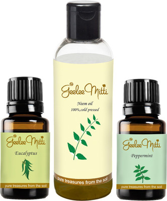 

Geeleemitti Neem Carrier Oil + Pure Eucalyptus and Peppermint Essential Oil to be diluted for Hair, Skin and Face(120 ml)